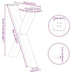 vidaXL Nohy k jedálenskému stolu v tvare X, 2 ks, prírodná oceľ, 70 x (72-73) cm, oceľ – Obrázok 10