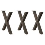 vidaXL Nohy jedálenského stola v tvare X 3 ks 80x(72-73) cm oceľ