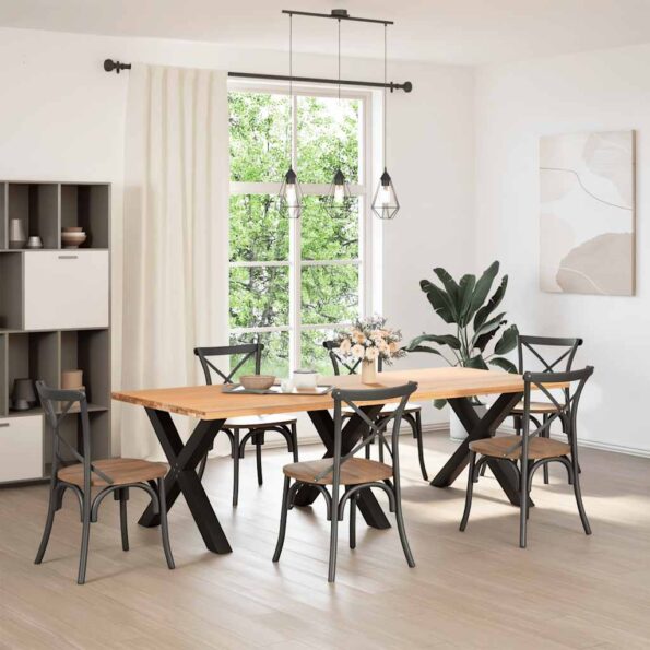 vidaXL Nohy jedálenského stola X-Shaped 3 ks Čierna 90x(72-73) cm Oceľ – Obrázok 2