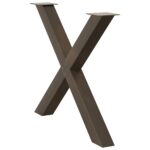 vidaXL Nohy k jedálenskému stolu v tvare X, 3 ks, prírodná oceľ, 90 x (72-73) cm, oceľ – Obrázok 4
