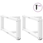 vidaXL Nohy konferenčného stolíka v tvare T, 2 ks, biele, 60x25x(30-31) cm, oceľové – Obrázok 4