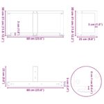 vidaXL Nohy konferenčného stolíka v tvare T, 2 ks, biele, 60x25x(30-31) cm, oceľové – Obrázok 9