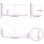 vidaXL Nohy konferenčného stolíka v tvare T, 2 ks, čierne, 70x25x(30-31) cm, oceľové – Obrázok 10