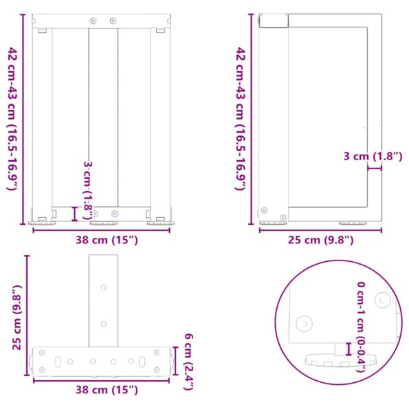VXL8721158316875_g_en_hd_9.jpg VidaXL Nohy konferenčného stolíka v tvare T 2 ks 38x25x(42-43) cm oceľ – Obrázok 10