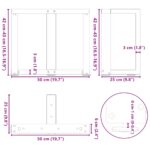 vidaXL Nohy konferenčného stolíka v tvare T, 2 ks, biele, 50x25x(42-43) cm, oceľové – Obrázok 10