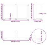 vidaXL Nohy konferenčného stolíka v tvare T, 2 ks, biele, 60x25x(42-43) cm, oceľové – Obrázok 10