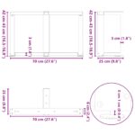 VidaXL Nohy konferenčného stolíka v tvare T 2 ks 70x25x(42-43) cm oceľ – Obrázok 10