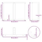 vidaXL Nohy k jedálenskému stolu v tvare T, 2 ks, čierne, 90x35x(72-73) cm, oceľ – Obrázok 10