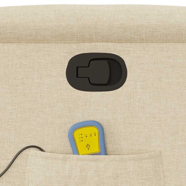 vidaXL Sklápacie masážne kreslo krémové látkové – Obrázok 11