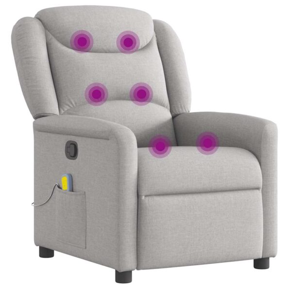 vidaXL Sklápacie masážne kreslo oblakšedá látka – Obrázok 6