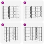 vidaXL 5-vrstvové úložné police 3 ks modré oceľ a spracované drevo – Obrázok 7