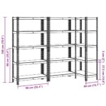 vidaXL 5-vrstvové úložné police 3 ks modré oceľ a spracované drevo – Obrázok 11