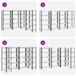 vidaXL 5-vrstvové úložné police 4 ks Modrá oceľ a drevo – Obrázok 7