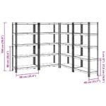 vidaXL 5-vrstvové úložné police 4 ks Modrá oceľ a drevo – Obrázok 11