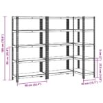 vidaXL 5-vrstvové úložné police 3 ks oceľ a spracované drevo – Obrázok 11