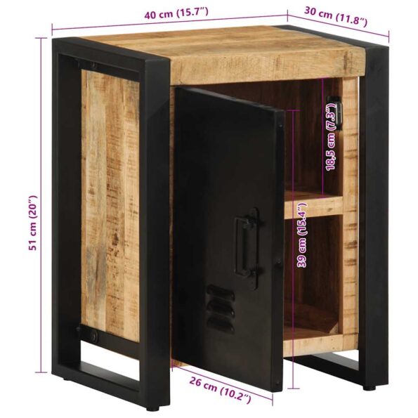 vidaXL Nočná skrinka 40x30x51 cm Masívne hrubé drevo Mango – Obrázok 12