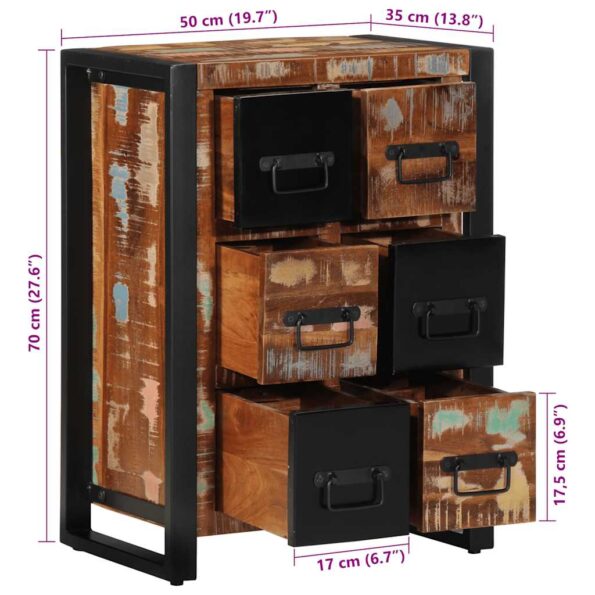 VidaXL Príborník 50x35x70 cm Rekultivované masívne drevo – Obrázok 9