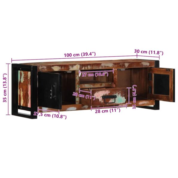 VidaXL TV skrinka 100x30x35 cm Rekultivované masívne drevo – Obrázok 11