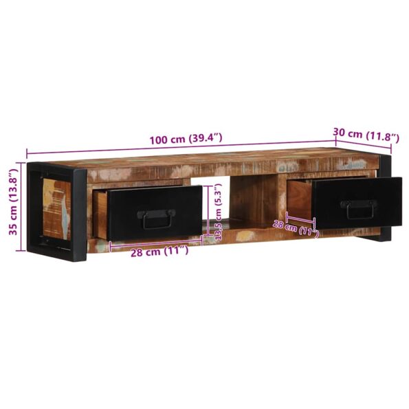 VidaXL TV skrinka 100x30x25 cm Rekultivované masívne drevo – Obrázok 11