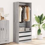 vidaXL Šatník sivý sonoma 80x50x200 cm kompozitné drevo – Obrázok 3