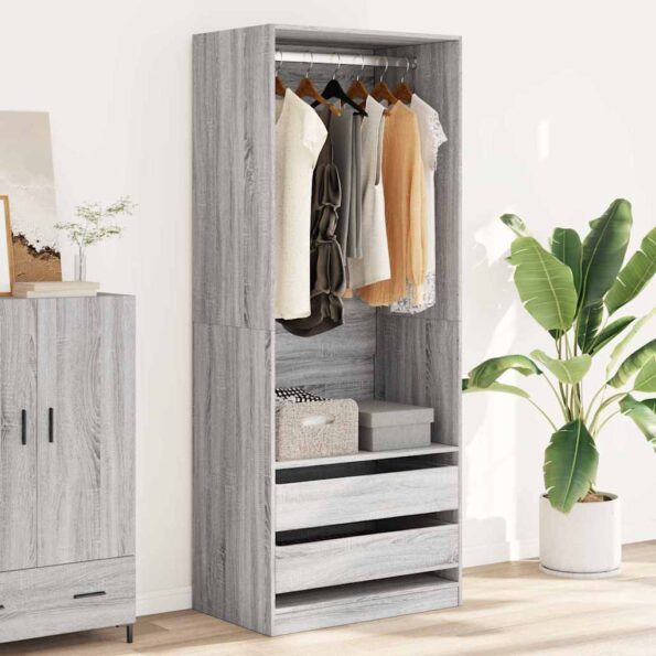 vidaXL Šatník sivý sonoma 80x50x200 cm kompozitné drevo – Obrázok 3