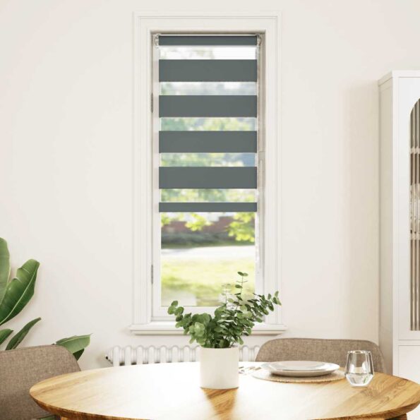 vidaXL Zebra roleta tmavošedá 45x150 cm šírka látky 40,9 cm polyester – Obrázok 2