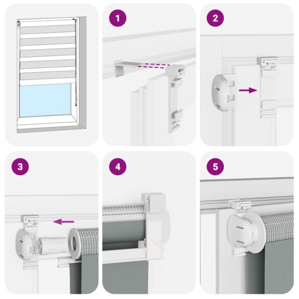 vidaXL Zebra roleta čierna 135x100 cm šírka látky 130,9cm polyester – Obrázok 6