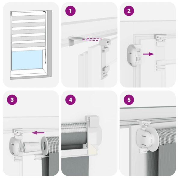 vidaXL Zebra roleta čierna 145x100 cm šírka látky 140,9cm polyester – Obrázok 6