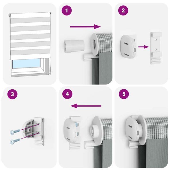 vidaXL Zebra roleta čierna 120x150 cm šírka látky 115,9cm polyester – Obrázok 7