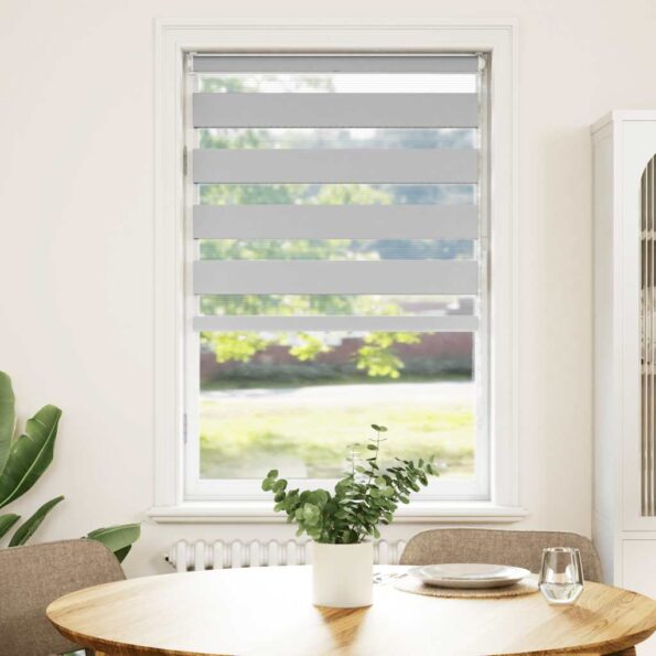 vidaXL Zebra roleta svetlosivá 75x150cm šírka látky 70,9 cm polyester – Obrázok 2