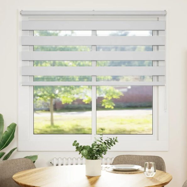 vidaXL Zebra roleta biela 145x150 cm šírka látky 140,9cm polyester – Obrázok 2