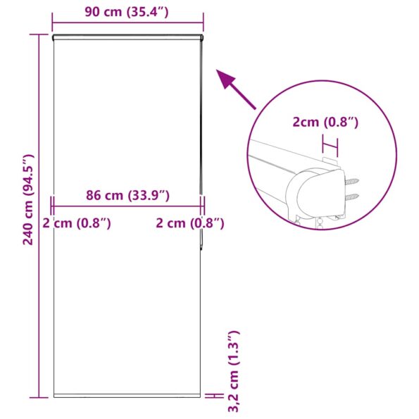 vidaXL Sprchová roleta s kazetou, 90x240 cm, šírka látky 86 cm – Obrázok 12