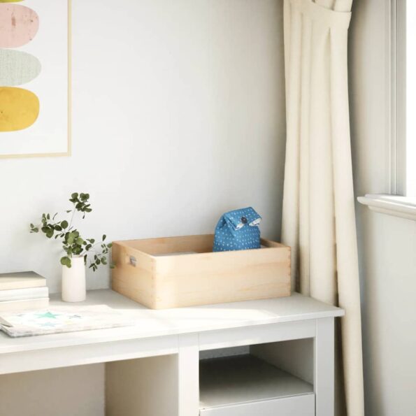 VidaXL Drevená škatuľka s rúčkami 40x30x13 cm masívna borovica – Obrázok 3