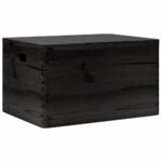 VidaXL Drevená krabica s vekom a držadlami čierna 40x30x23 cm borovica – Obrázok 2