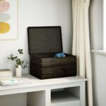 VidaXL Drevená krabica s vekom a držadlami čierna 40x30x23 cm borovica – Obrázok 3