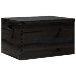 VidaXL Drevená krabica s vekom a držadlami čierna 40x30x23 cm borovica – Obrázok 7