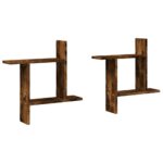 vidaXL Nástenné police 2 ks dymový dub 50x12x50 cm kompozitné drevo – Obrázok 2