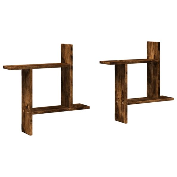 vidaXL Nástenné police 2 ks dymový dub 50x12x50 cm kompozitné drevo – Obrázok 2