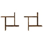 vidaXL Nástenné police 2 ks dymový dub 50x12x50 cm kompozitné drevo – Obrázok 4