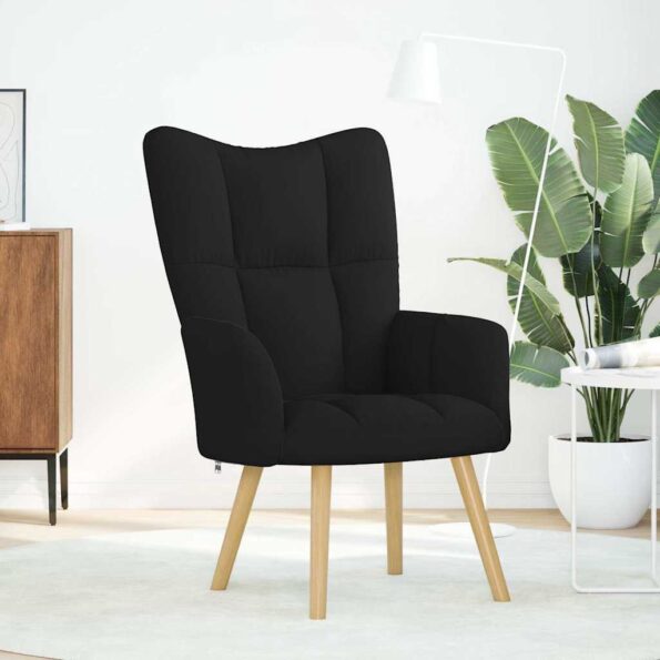 vidaXL Relaxačné kreslo čierne látkové – Obrázok 3