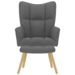 vidaXL Relaxačné kreslo s podnožkou tmavosivé látka – Obrázok 4