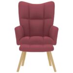 vidaXL Relaxačné kreslo s podnožkou vínovo-červené látka – Obrázok 4