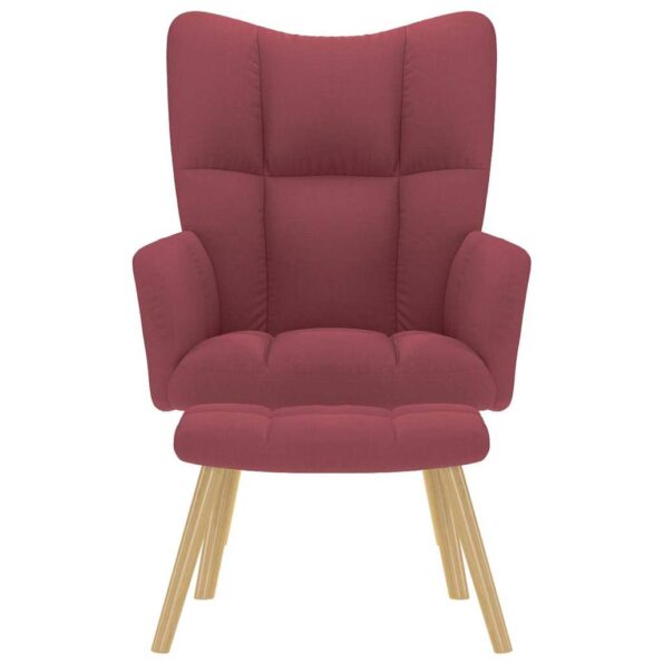 vidaXL Relaxačné kreslo s podnožkou vínovo-červené látka – Obrázok 4