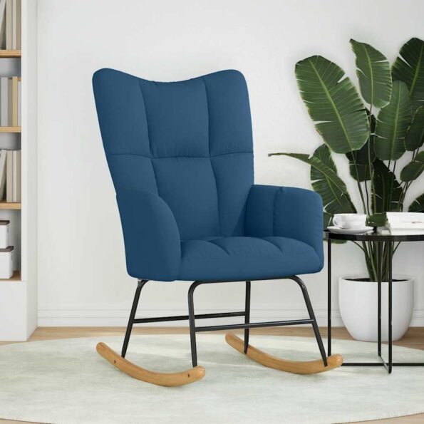 vidaXL Hojdacie kreslo modré látkové – Obrázok 3