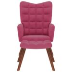 vidaXL Relaxačné kreslo s podnožkou vínovo-červené zamat – Obrázok 4