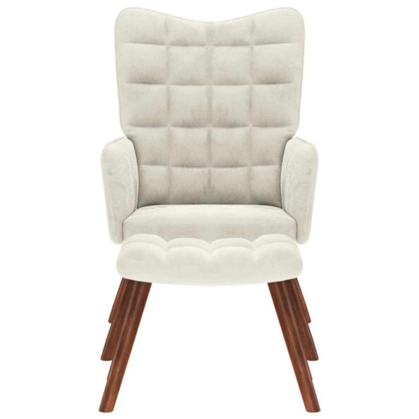 VidaXL Relaxačné kreslo so stoličkou Cream Velvet – Obrázok 4