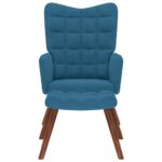 vidaXL Relaxačné kreslo s podnožkou modré zamat – Obrázok 4