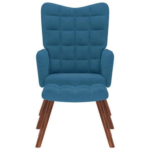 vidaXL Relaxačné kreslo s podnožkou modré zamat – Obrázok 4