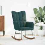 vidaXL Hojdacie kreslo tmavozelené zamatové – Obrázok 3