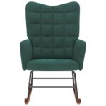 vidaXL Hojdacie kreslo tmavozelené zamatové – Obrázok 4